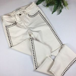Henry & Belle Cream Studded Skinny Ankle Jean